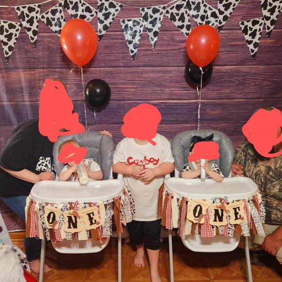 Two Cowprint Like New Highchair Banners First Birthday $10 Each - Picture 3 of 3